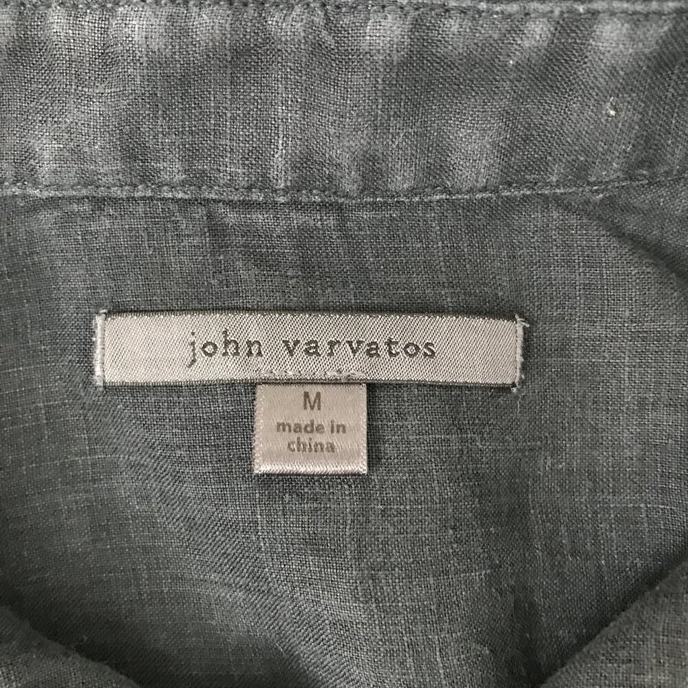 JOHN VARVATOS 100% LINEN GRAY SHIRT LONG SLEEVE MENS MEDIUM - Picture 7 of 9
